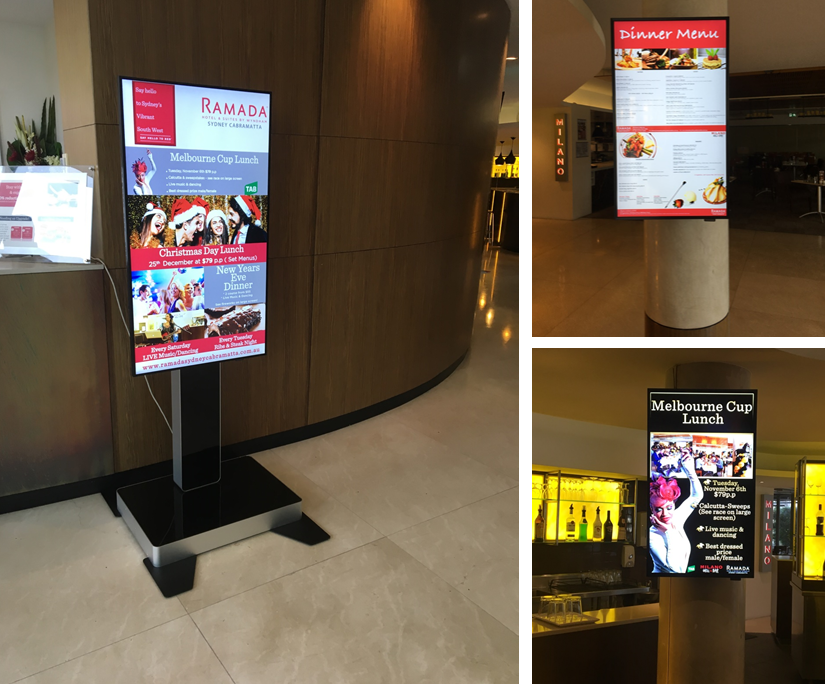 Hotel lobby and restaurant screens - WIFI control
